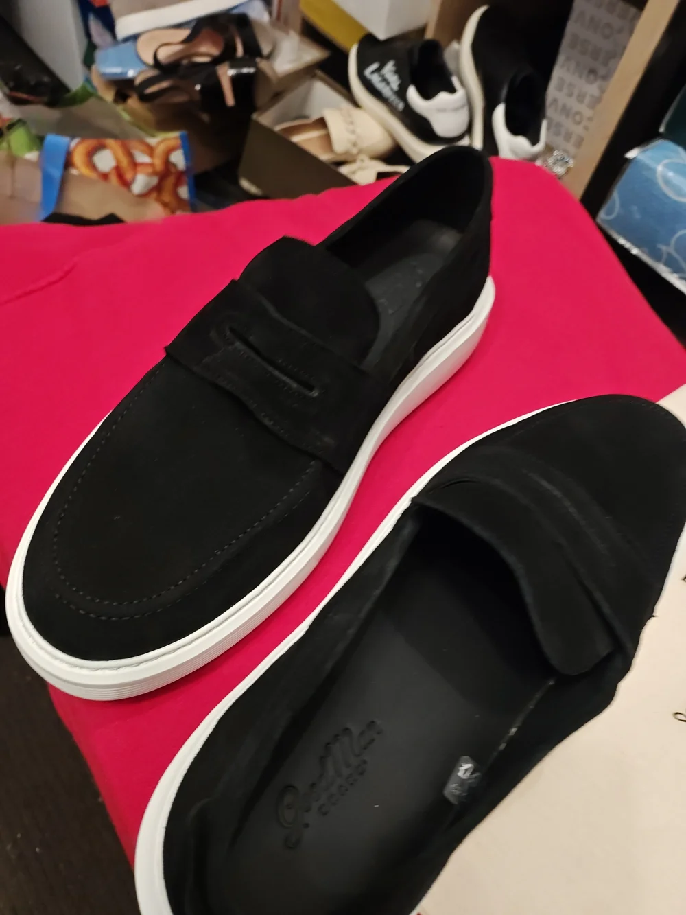 Good Man Brand Black Slip-On Loafers with White Sole Size 11